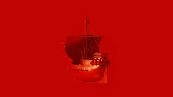 Rudá Pirátská Loď Ilustrace Vykreslování — Stock fotografie