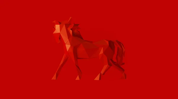 Red Polygon Horse Illustration Rendering — Stockfoto