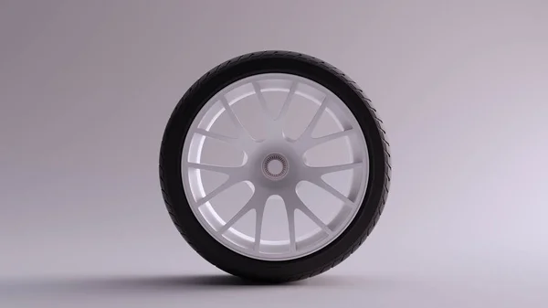 White Alloy Rim Wheel Ένα Συγκρότημα Spoke Offset Open Wheel — Φωτογραφία Αρχείου