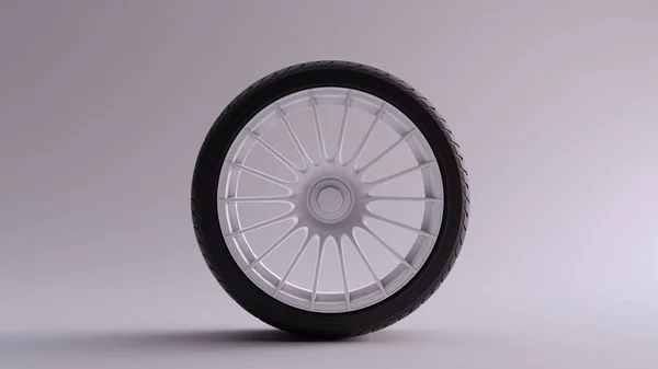 Roda Aro Liga Branca Raios Finos Design Roda Aberta Com — Fotografia de Stock