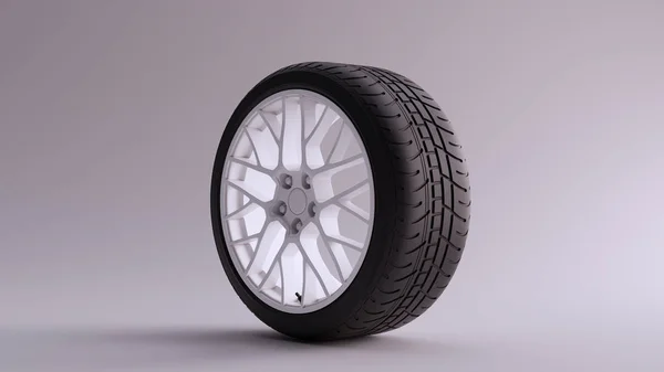 Fehér Ötvözet Kerék Egy Komplex Multi Küllők Open Wheel Design — Stock Fotó