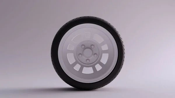 White Alloy Rim Wheel Retro Wheel Semi Closed Design Racing — 스톡 사진