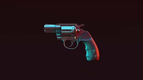 Snub Nosed Pistol Med Röd Blå Grön Moody 80S Belysning — Stockfoto