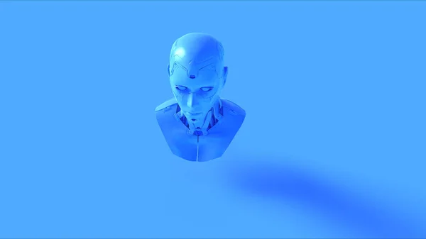 Buste Cyborg Bleu Illustration Rendu — Photo