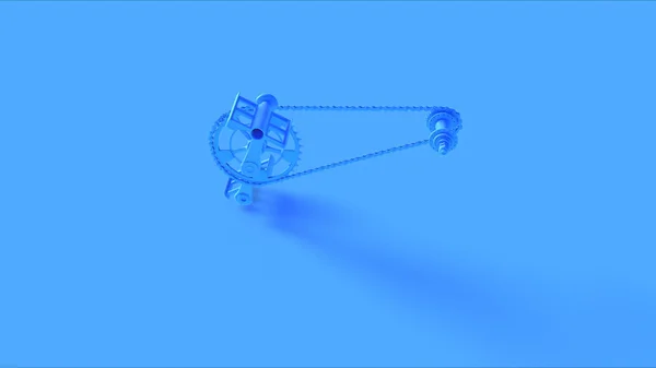 青い自転車クランクチェーンペドル3Dイラスト3Dレンダー — ストック写真