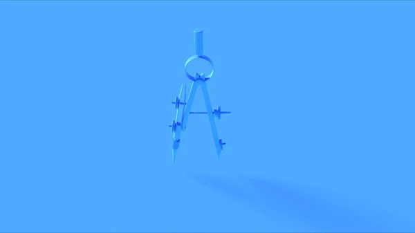 蓝色建筑师指南针绘图工具3D — 图库照片
