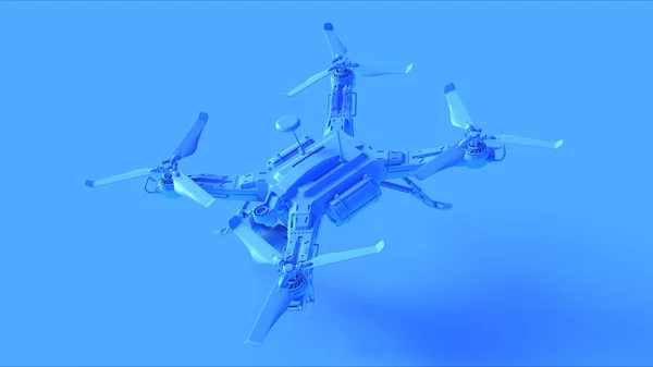 Blue Unmanned Aerial Vehicle Drone Illustration Render — Stock Photo, Image