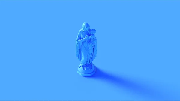 Blue Mary an Child Statue 3d illustration 3d render