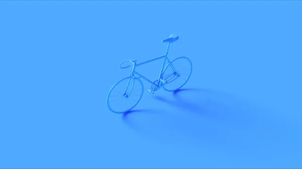蓝色固定齿轮赛车自行车3D插图3D渲染 — 图库照片