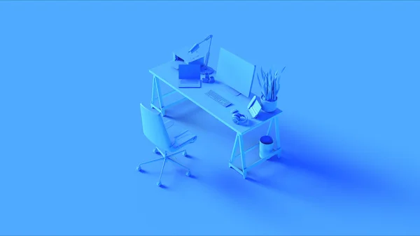 Синий Современный Офис Иллюстрация Рендеринг — стоковое фото
