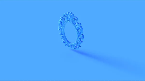 Azul Antique Ellipse Barroco Frame Ilustração Render — Fotografia de Stock