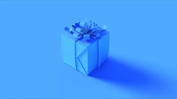 Blau Verpacktes Geschenk Mit Einer Verbeugung Illustration Rendering — Stockfoto