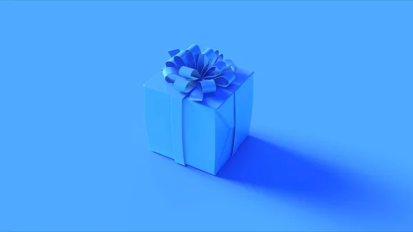 Blau Verpacktes Geschenk Mit Einer Verbeugung Illustration Rendering — Stockfoto