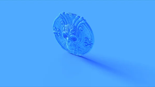 Blue Green Skull Coin 3d illustration