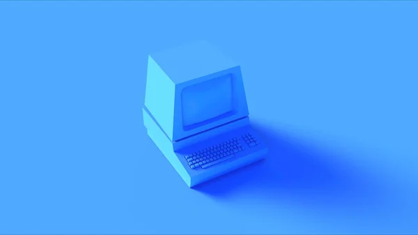 Azul Vintage Computador Ilustração — Fotografia de Stock