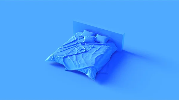 Azul Cama Ilustração Renderização — Fotografia de Stock