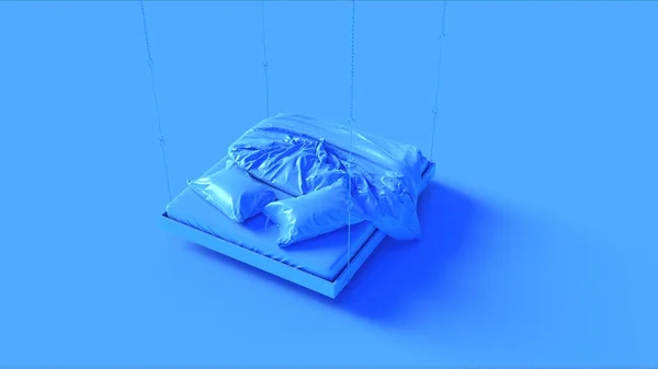 Синяя Висячая Кровать Приостановленная Иллюстрация Рендеринг — стоковое фото