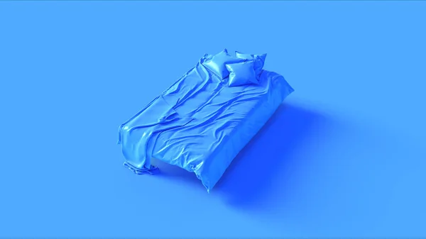 ブルー シングル ベッド イラスト レンダリング — ストック写真