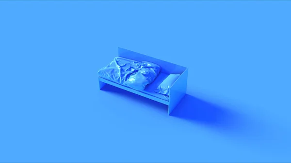 Синяя Односпальная Кровать Иллюстрация Рендеринг — стоковое фото
