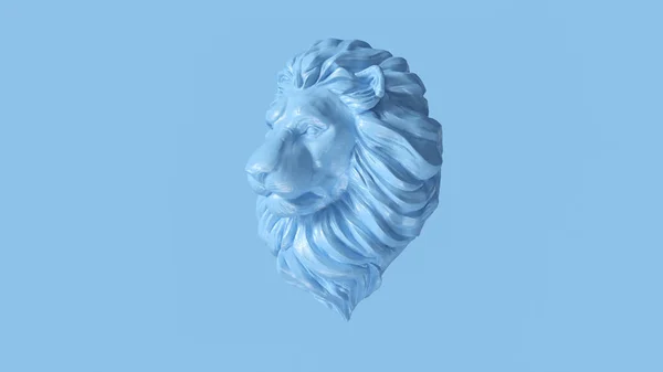 Blau Erwachsene Männliche Löwenbüste Skulptur Vorne — Stockfoto