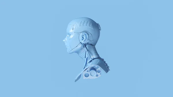 Azul Pálido Ciborgue Busto Ilustração Render — Fotografia de Stock