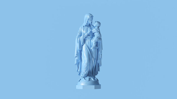 Pale Blue Mary an Child Statue 3d illustration 3d render