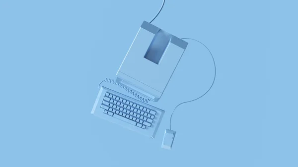 ブルー ヴィンテージ コンピュータ キーボードとマウス イラスト レンダリング — ストック写真