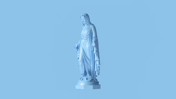 淡蓝色圣母玛利亚母亲耶稣雕像3D插图3D渲染 — 图库照片