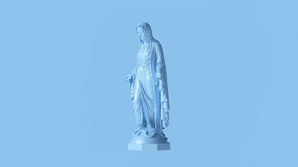 Pale Blue Virgin Mary Mother of Jesus Statue 3d illustration 3d render
