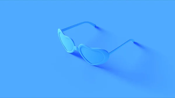 ブルーハート形サングラス 3Dイラスト レンダリング — ストック写真