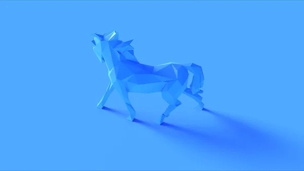 Blue Polygon Cavalo Ilustração Renderização — Fotografia de Stock