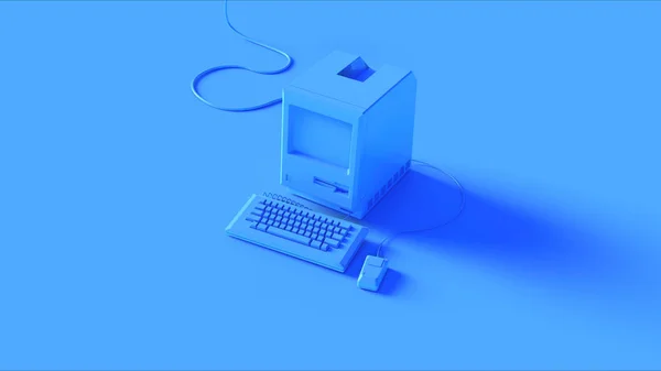 Blue Vintage Computer Keyboard and Mouse 3d illustration 3d render