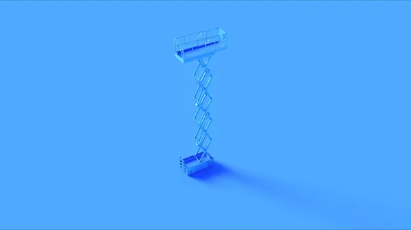 Blue Scissor Lift Antenne Werk Platform Verhoogd Illustratie Renderen — Stockfoto