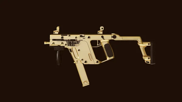 Gold Egy Fekete Kompakt Sub Machine Gun Illusztráció Renderelés — Stock Fotó