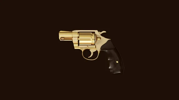 Guld Svart Snub Nosed Pistol Illustration Rendering — Stockfoto