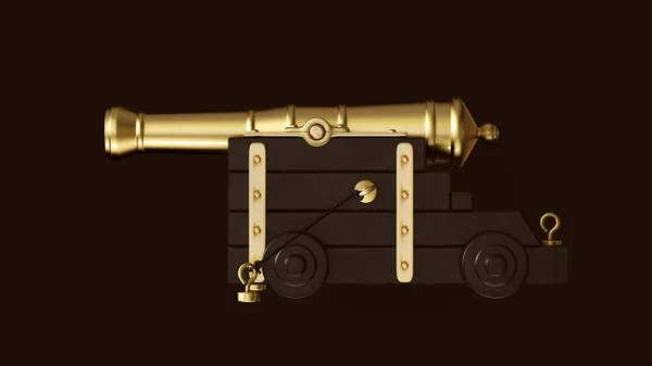 Złoto Czarny Cannon Ilustracja Renderowanie — Zdjęcie stockowe