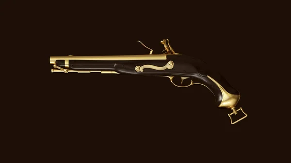 Χρυσό Μια Μαύρη Vintage Πιστόλι Απεικόνιση Απόδοση — Φωτογραφία Αρχείου
