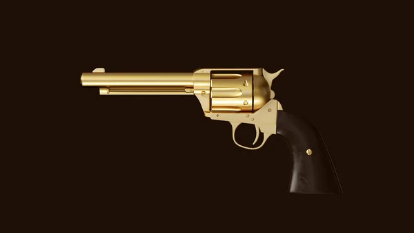 Gold Black Large Double Action Revolver Illustration Rendering — Stock Photo, Image