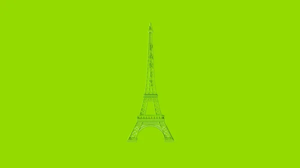 Lime Green Eiffel Tower Illustration Render — Stock Photo, Image