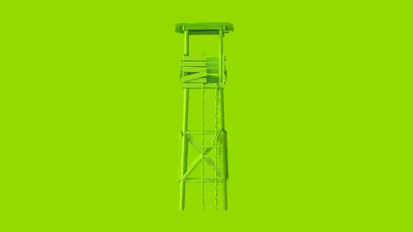 Zelená Vysoká Hodinová Věž Žebříkem Ilustrace — Stock fotografie