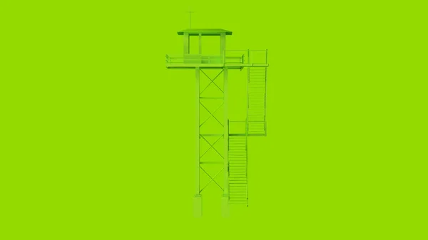 Lime Green Large Watch Tower with Stairs 3d illustration