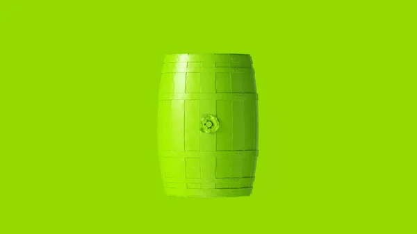 Barril Verde Con Aros Ilustración Render — Foto de Stock