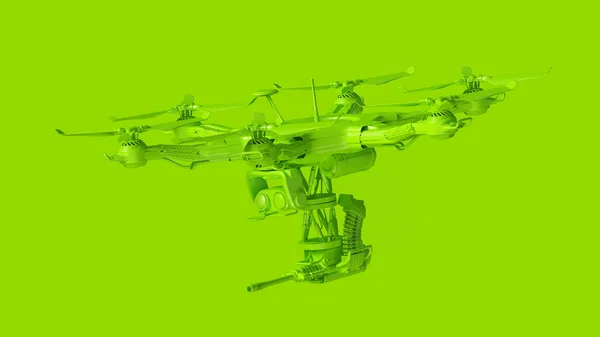 Lime Green Unmanned Aerial Vehicle Drone Illustration Render — Stock Photo, Image