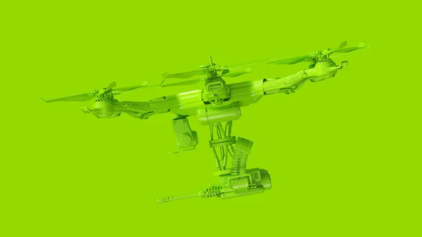 Lime Green Bezzałogowe Anteny Samochodowe Drone Ilustracja Render — Zdjęcie stockowe