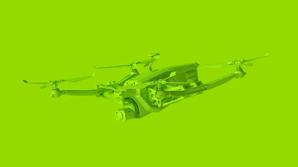 Lime Green Unmanned Aerial Vehicle Drone Illustration Render — Stock Photo, Image