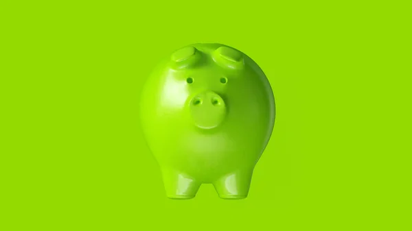 Green Piggy Bank Illustration Render — Stock Photo, Image