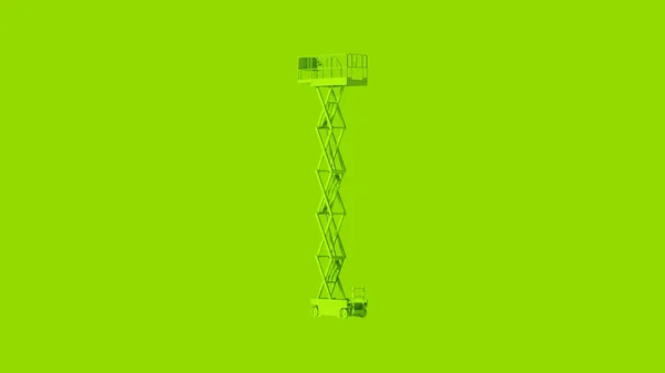 Lime Groene Schaar Lift Antenne Werk Platform Verhoogd Illustratie Renderen — Stockfoto