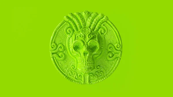 Zelená Lebka Mince Ilustrace — Stock fotografie