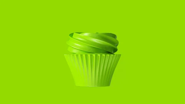 Küçük Yeşil Muffin Kek Illüstrasyon Render — Stok fotoğraf