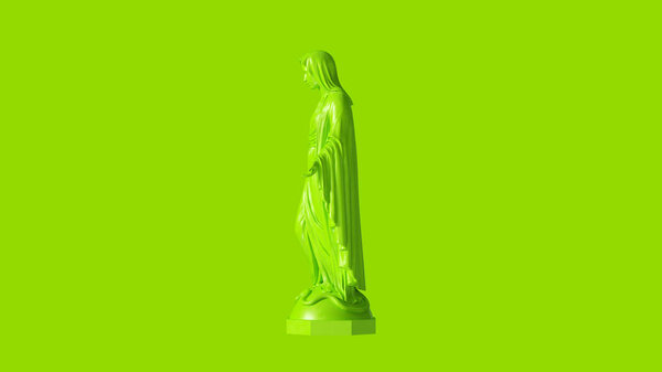 Green Virgin Mary Mother of Jesus Statue 3d illustration 3d render